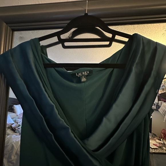 Lauren Ralph Lauren emerald green off the shoulder floor length formal dress - Picture 3 of 3